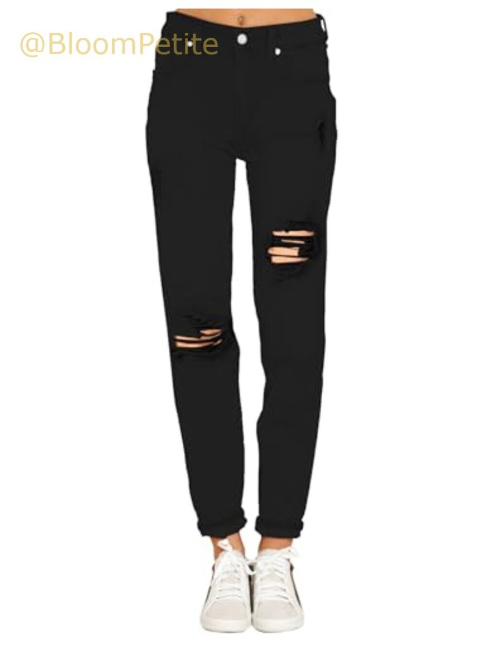 High Waisted Boyfriend Jeans Stretch Ripped Distressed Slim Denim